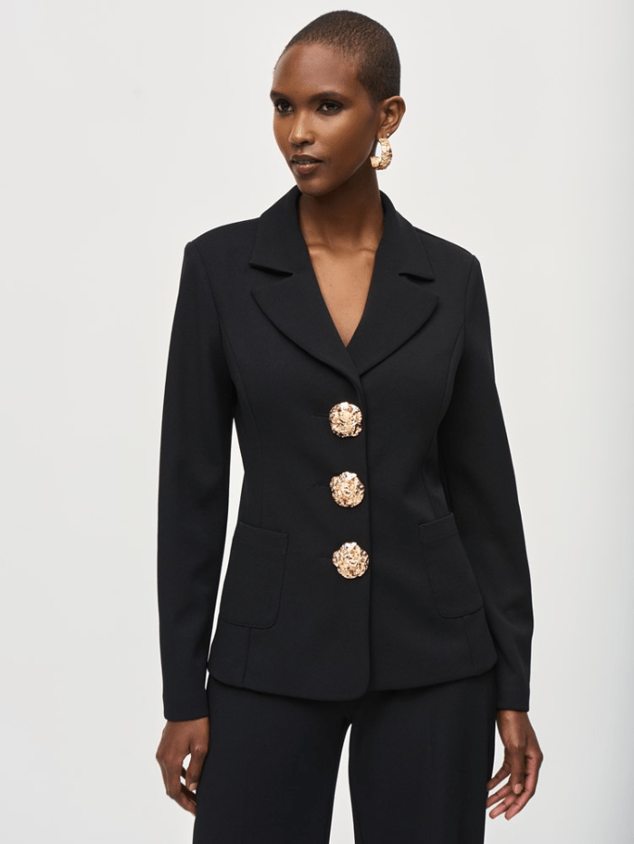 Long black fitted blazer womens best sale