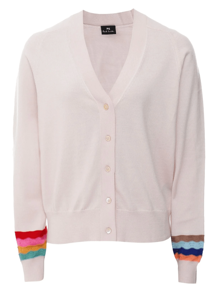 Paul Smith Off White Wool Swirl Sleeve Cardigan W2R-701N-M31137