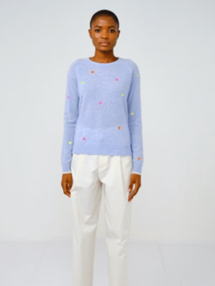 Brodie Cashmere T Blue Mist Little Mini Heart Jumper