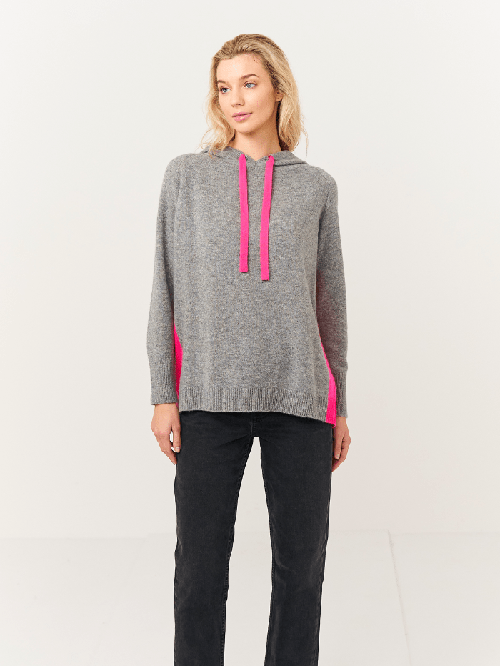 Brodie Cashmere T Ivy Contrast Grey Neon Pink Hoodie