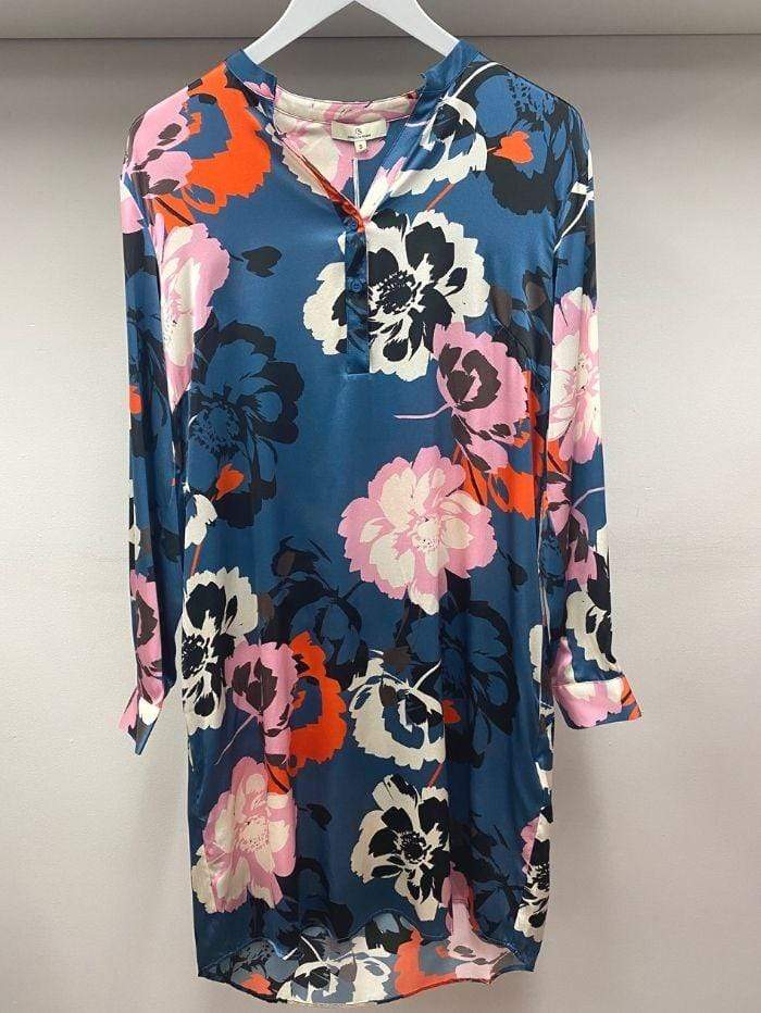 Charlotte Sparre Lolly Patterned Silk Shirt Dress 2429 Blue