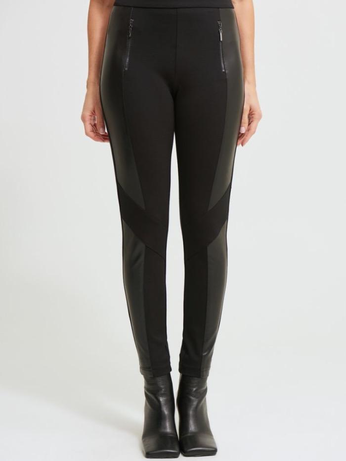 Black leggings shop with leather panels