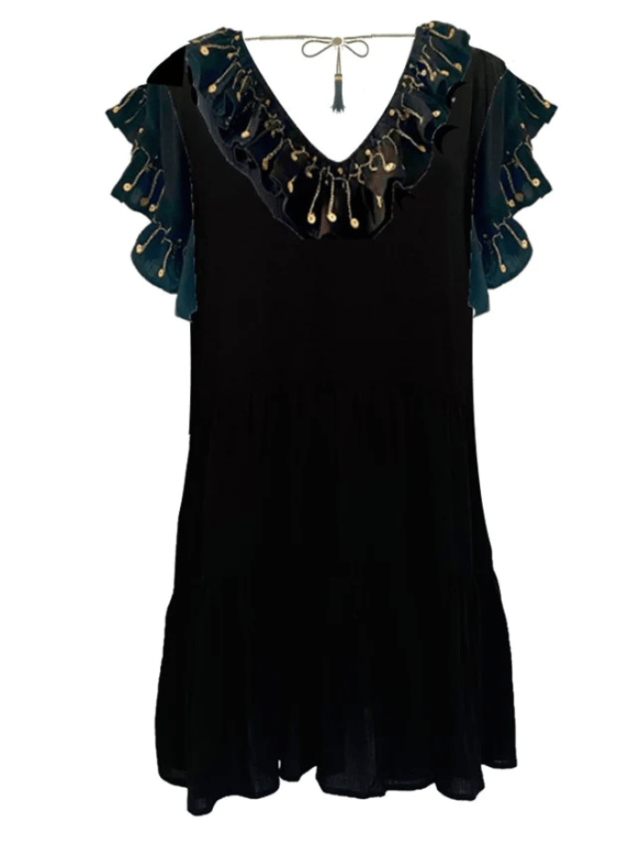 Lindsey Brown Melbourne Black Gold Kaftan Beach Dress