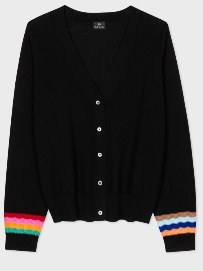 Paul-Smith-Black-Wool-Swirl-Sleeve-Cardigan-W2R-701N-M31137 Col 79-izzi-of-baslow