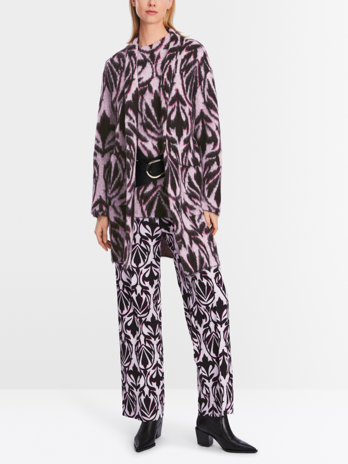 Marc-Cain-Collections-Patterned-Coat-in-Purple-XC 11.03 M21 Col 250-izzi-of-baslow