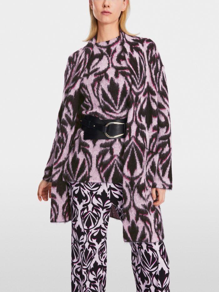 Marc-Cain-Collections-Patterned-Coat-in-Purple-XC 11.03 M21 Col 250-izzi-of-baslow