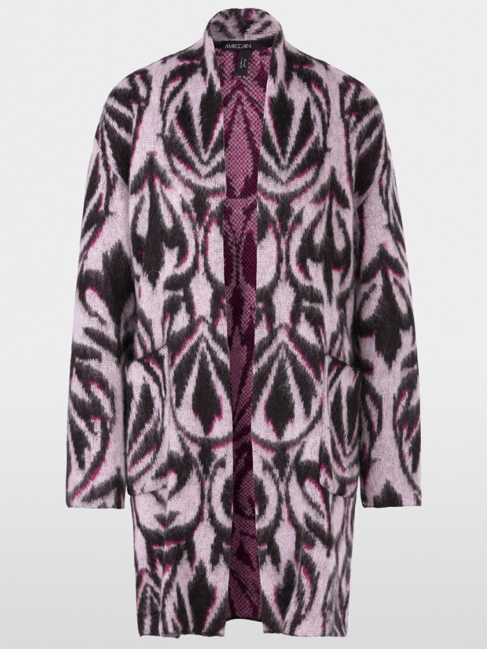 Marc-Cain-Collections-Patterned-Coat-in-Purple-XC 11.03 M21 Col 250-izzi-of-baslow