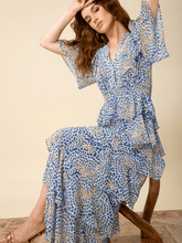 Hale Bob Dresses Hale Bob AINSLEY Blue Tiered Maxi Dress 46UB650A izzi-of-baslow