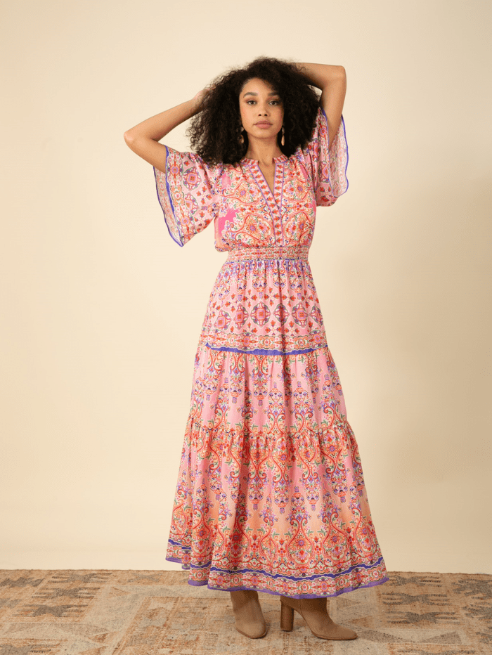 Hale-Bob-ALEXIS-Voile-Maxi-Dress-In-Pink-45LN624A Col Pink-izzi-of-baslow