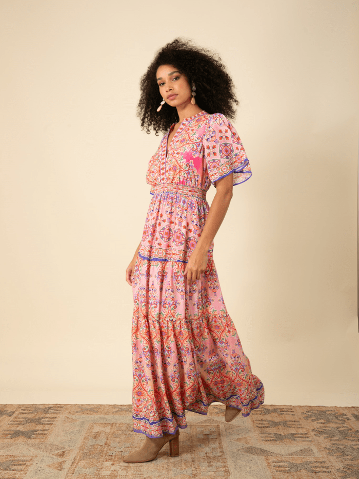 Hale-Bob-ALEXIS-Voile-Maxi-Dress-In-Pink-45LN624A Col Pink-izzi-of-baslow