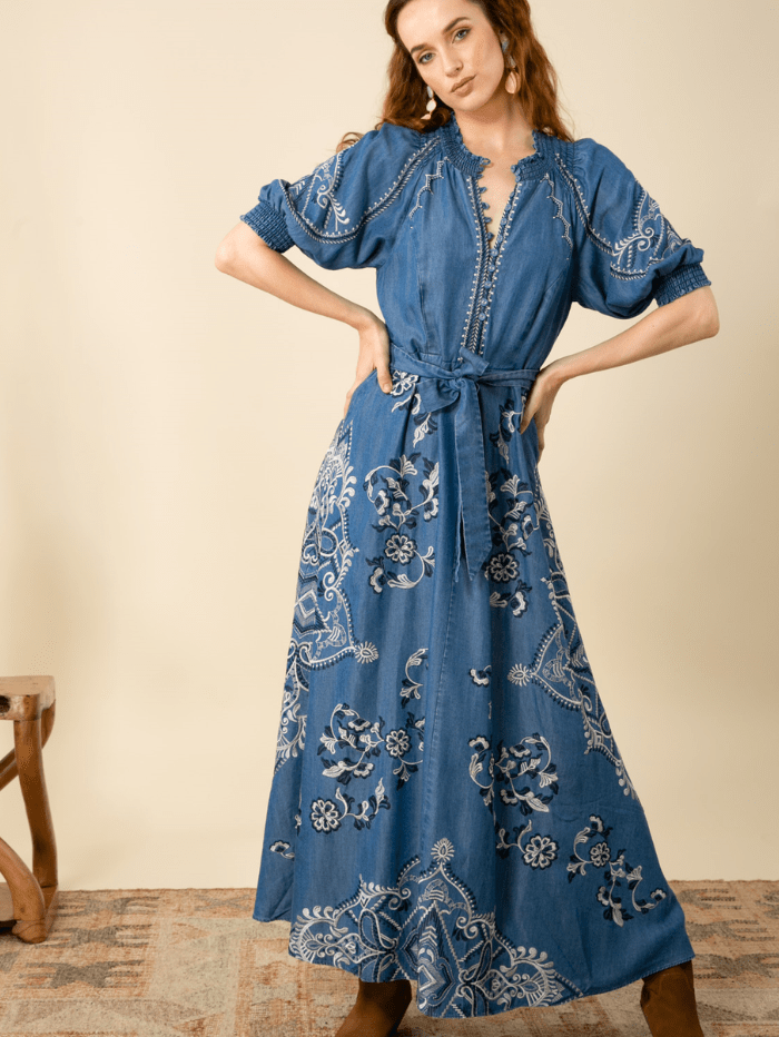 Hale-Bob-WYNTER-Embroidered-Chambray-Midi-Dress-In-Blue-45MW632T-izzi-of-baslow