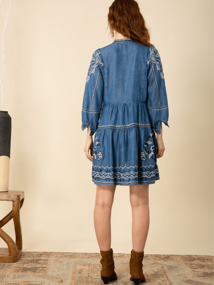 Hale-Bob-GABRIELA-Chambray-Mini-Dress-In-Blue-45MW630T-izzi-of-baslow