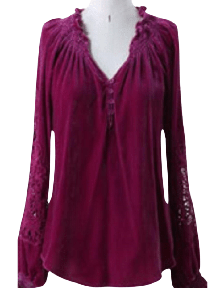 Hale Bob Tops XS Hale Bob AMANDA Violet Washed Velvet Top 48CF220A izzi-of-baslow