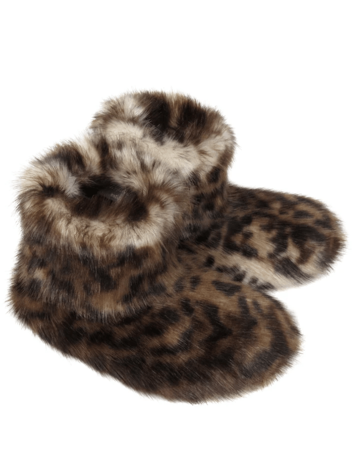 Helen Moore Accessories UK 3-4/ EU 36-37 Helen Moore Vegan Fur Slipper Boots In Ocelot Animal Print izzi-of-baslow