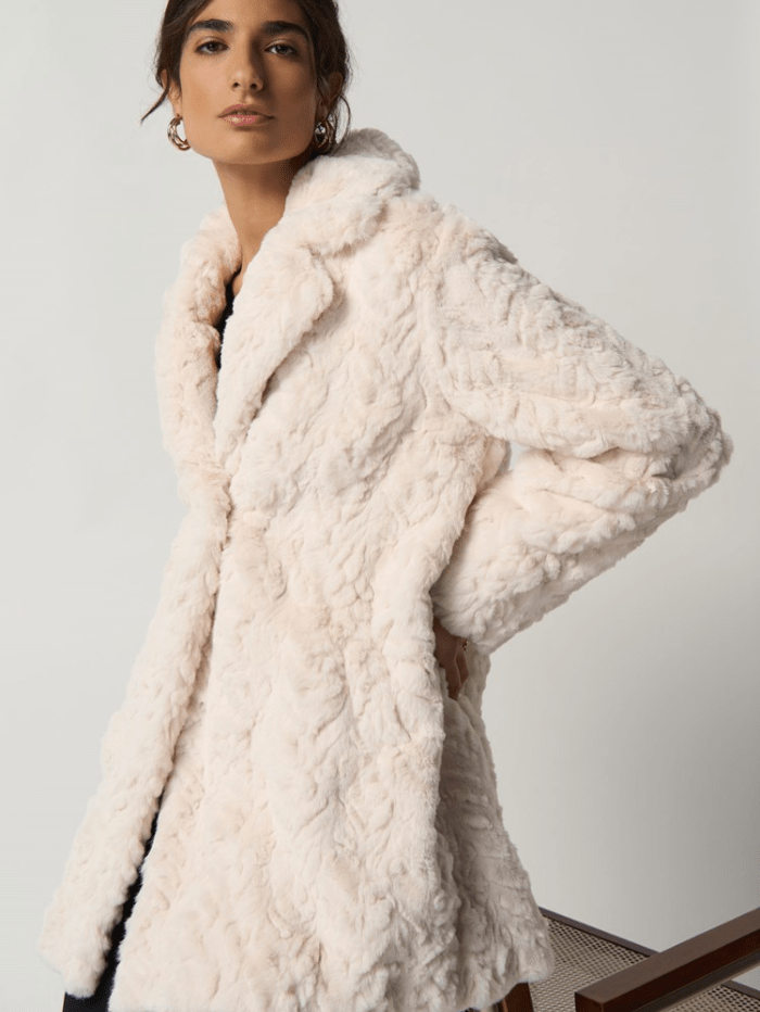 Joseph Ribkoff Cream Faux Fur Coat 233942 Col 20