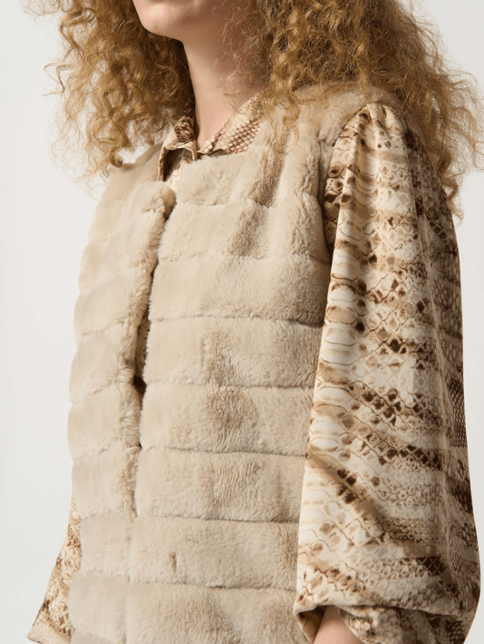 Joseph-Ribkoff-Faux-Fur-Long-Waistcoat-In-Oat 233924 4107-of-baslow