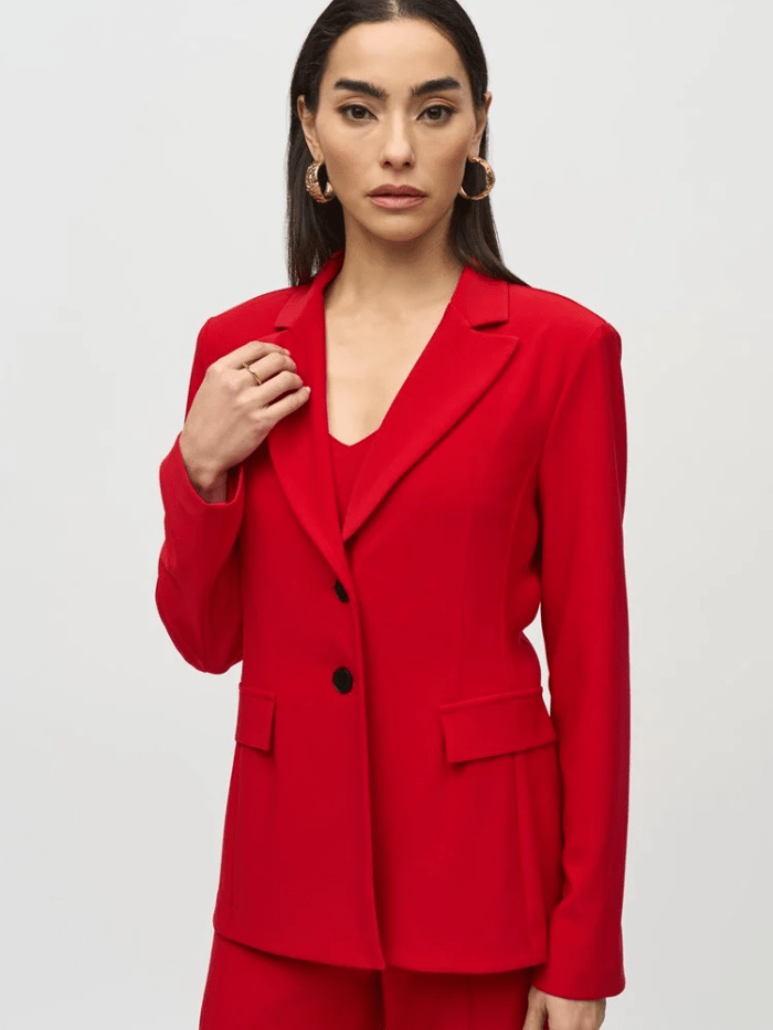 Joseph Ribkoff Coats and Jackets Joseph Ribkoff  Fitted Blazer In Lipstick Red 244095 Col 3229 izzi-of-baslow