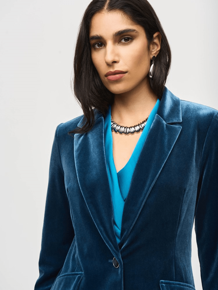 Joseph Ribkoff Coats and Jackets Joseph Ribkoff Velvet Fitted Blazer In Nightfall 243286 Col 3920 izzi-of-baslow