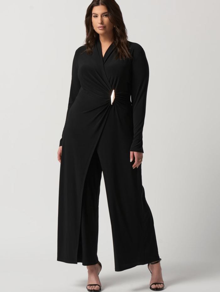 Joseph Ribkoff Black Wrap Culotte Jumpsuit 233097 Col 11 izzi-of-baslow