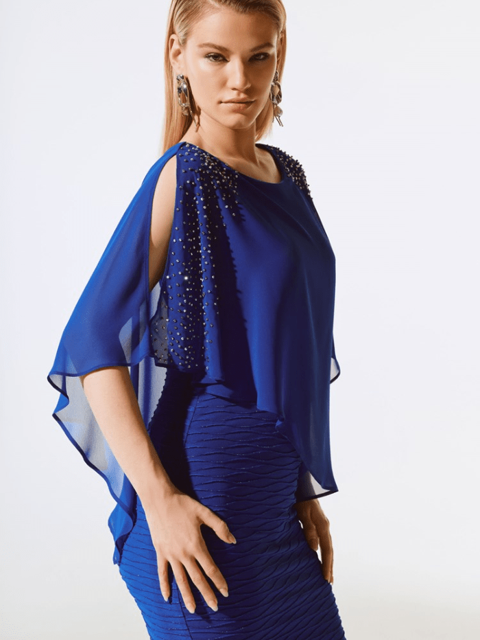 Joseph Ribkoff Dresses Joseph Ribkoff Chiffon Layered Dress In Royal Sapphire 243728 Col 2922 izzi-of-baslow