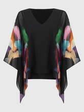 Joseph Ribkoff Tops Joseph Ribkoff Chiffon Abstract Print Poncho Top 244174 Col 178 izzi-of-baslow