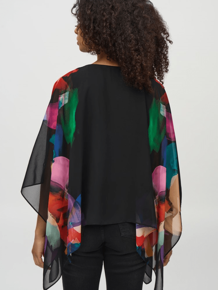 Joseph Ribkoff Tops Joseph Ribkoff Chiffon Abstract Print Poncho Top 244174 Col 178 izzi-of-baslow