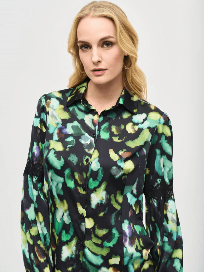 Joseph-Ribkoff-Satin-Abstract-Print-Button-Down-Blouse-243205 Col 178-izzi-of-baslow