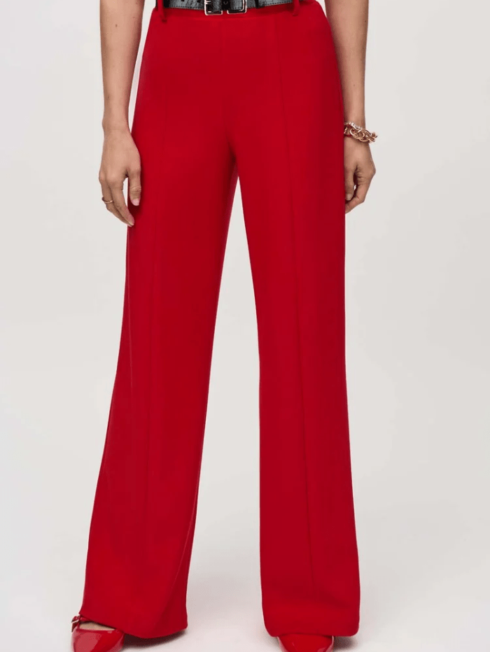 Joseph Ribkoff Trousers UK 8 Joseph Ribkoff Silky Knit Belted Wide Leg Trousers In Lipstick Red 244093 Col 3229 izzi-of-baslow