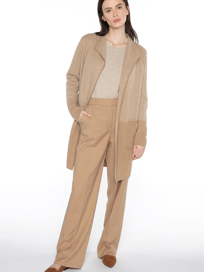 KINROSS Knitwear S Kinross Cashmere Doubleknit Jacquard Cardigan In Camel LFSC4-211 izzi-of-baslow