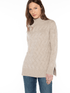 KINROSS Knitwear S Kinross Cashmere Luxe Cable Funnel Neck Jumper In Mushroom LFSC4-172 izzi-of-baslow