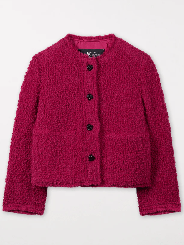 Luisa Cerano Coats and Jackets 34 Luisa Cerano Bouclé Wool Tweed Jacket In Berry Pink 408286 3524 Col 0455 izzi-of-baslow