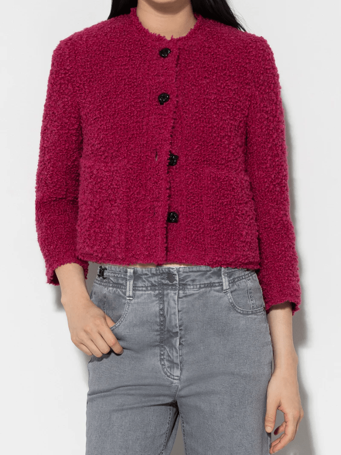 Luisa Cerano Coats and Jackets Luisa Cerano Bouclé Wool Tweed Jacket In Berry Pink 408286 3524 Col 0455 izzi-of-baslow