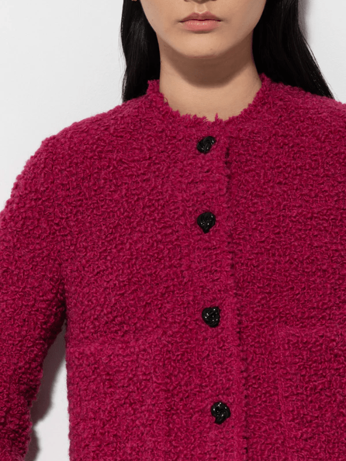 Luisa Cerano Coats and Jackets Luisa Cerano Bouclé Wool Tweed Jacket In Berry Pink 408286 3524 Col 0455 izzi-of-baslow