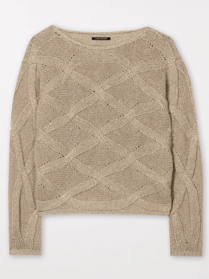 Luisa Cerano Knitwear 34 Luisa Cerano Cable Pattern Jumper In Gold 108534 5880 Col 0732 izzi-of-baslow