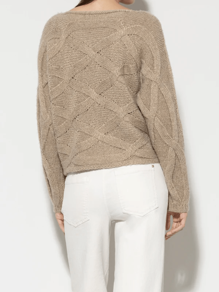 Luisa Cerano Knitwear Luisa Cerano Cable Pattern Jumper In Gold 108534 5880 Col 0732 izzi-of-baslow