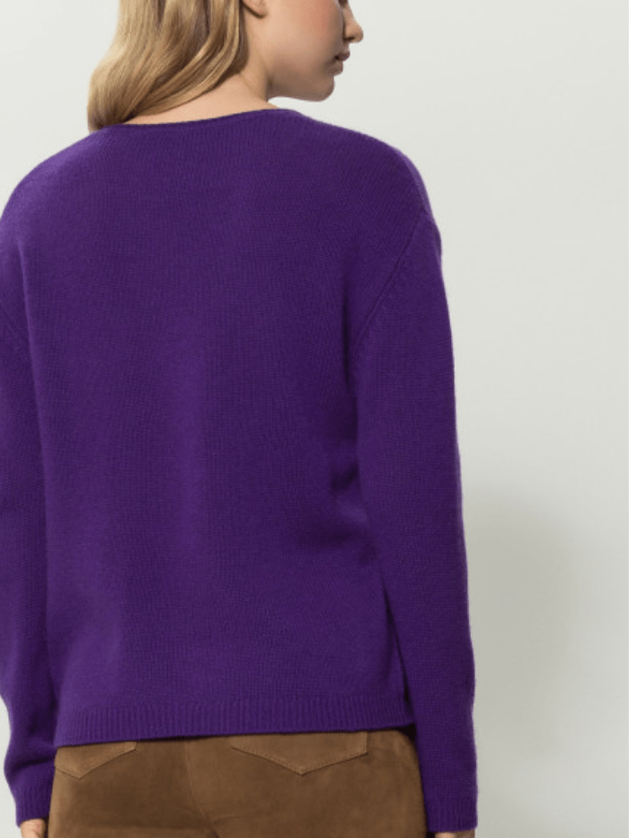 Luisa Cerano Knitwear Luisa Cerano Cashmere Blend Pullover in Deep Purple 188322 5871 0870 izzi-of-baslow