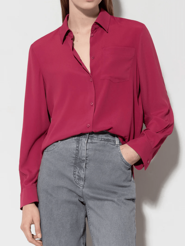 Luisa Cerano Tops Luisa Cerano Silk Blend Shirt Blouse In Berry Pink 208434 2179 Col 0455 izzi-of-baslow