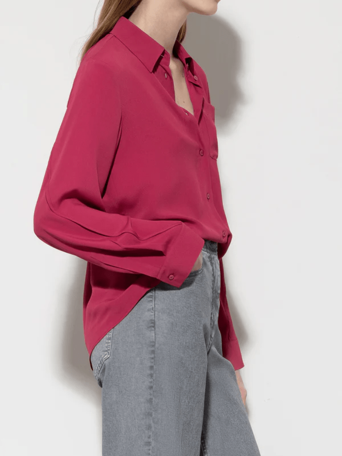 Luisa Cerano Tops Luisa Cerano Silk Blend Shirt Blouse In Berry Pink 208434 2179 Col 0455 izzi-of-baslow