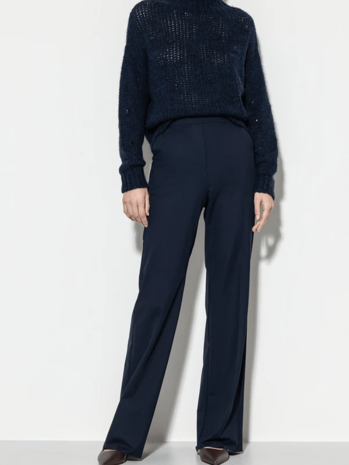 Luisa Cerano Trousers Luisa Cerano Softshell Wide Leg Trousers In Midnight Blue 608728 3686 Col 0265 izzi-of-baslow