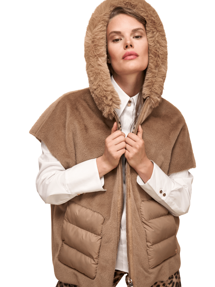 Marc-Cain-Camel-Bodywarmer-Gilet-With-Hood-5J 37.01 W05 Col 622 izzi-of-baslow