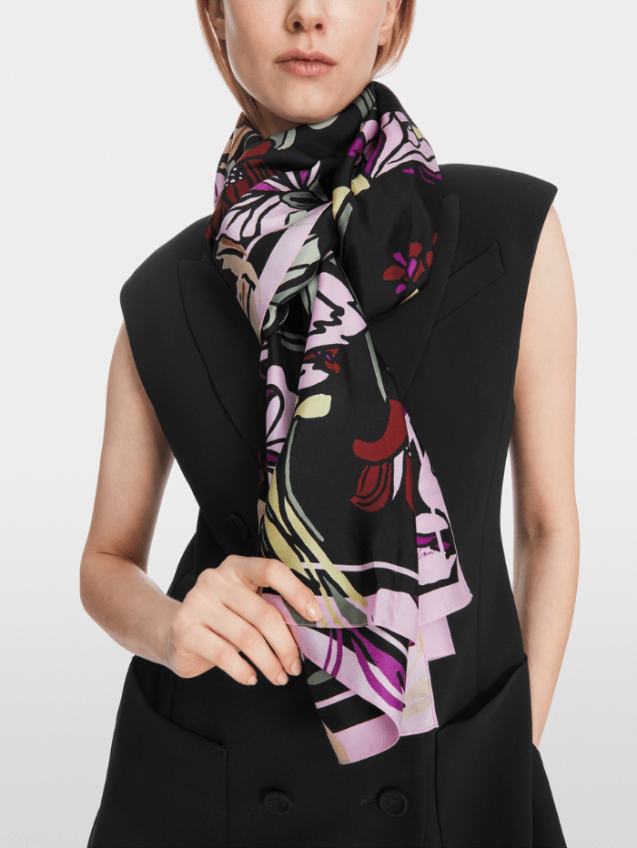 Marc Cain Collections Accessories 1 / One Size Marc Cain Collections Silk Scarf In Flower Print XC B4.15 Z25 COL 900 izzi-of-baslow