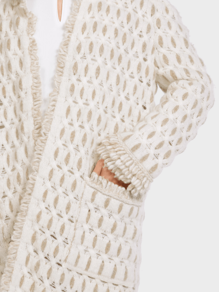 Marc-Cain-Collections-Fancy-Knitted-Long-Coat In Off White VC 11.19 M46 COL 110 izzi-of-baslow