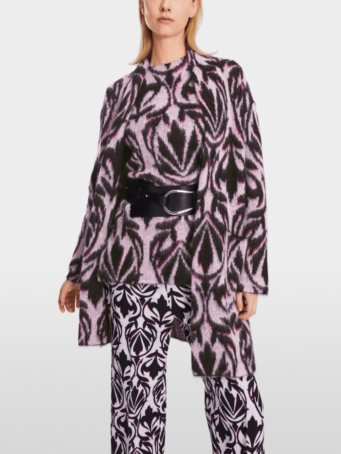 Marc Cain Collections Coats and Jackets Marc Cain Collections Patterned Coat in Purple XC 11.03 M21 Col 250 izzi-of-baslow