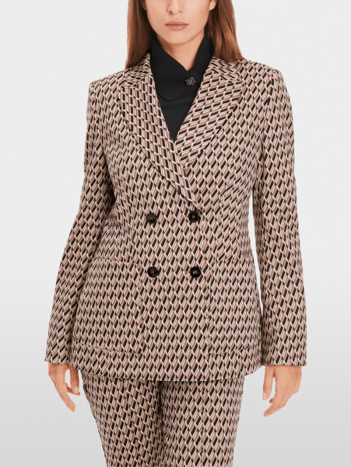 Marc Cain Collections Coats and Jackets Marc Cain Collections Patterned Knit Double Breasted Blazer XC 34.27 J48 Col 213 izzi-of-baslow