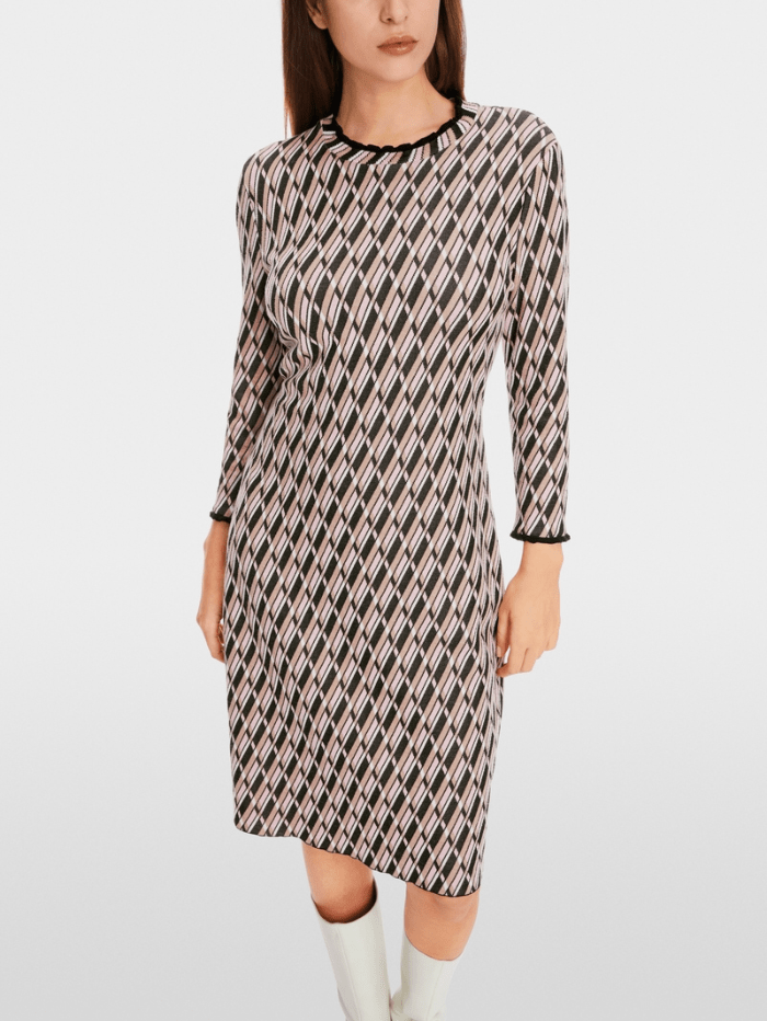 Marc Cain Collections Dresses Marc Cain Collections Fine Knit Patterned Dress XC 21.44 M15 COL 213 izzi-of-baslow