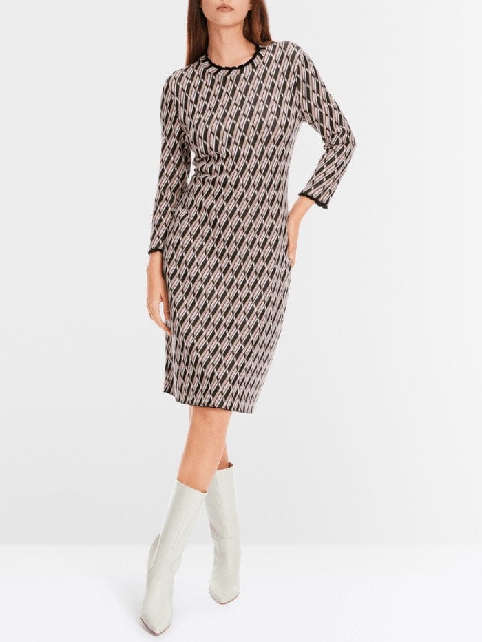 Marc Cain Collections Dresses Marc Cain Collections Fine Knit Patterned Dress XC 21.44 M15 COL 213 izzi-of-baslow