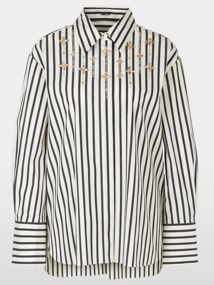 Marc Cain Collections Tops 1 Marc Cain Collections Striped Blouse With Rhinestones XC 51.13 W28 COL 112 izzi-of-baslow