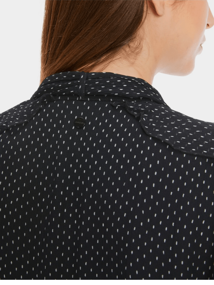 Marc Cain Collections Tops Marc Cain Collections Black Spot Blouse With Bow Tie XC 51.39 W82 COL 900 izzi-of-baslow