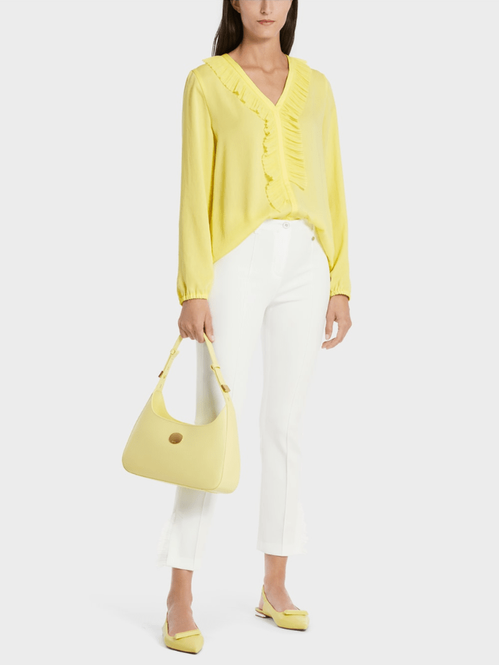 Marc-Cain-Collections-Pale-Lemon-Blouse-With-Rufflles WC 51.23 W39 COL 420 izzi-of-baslow