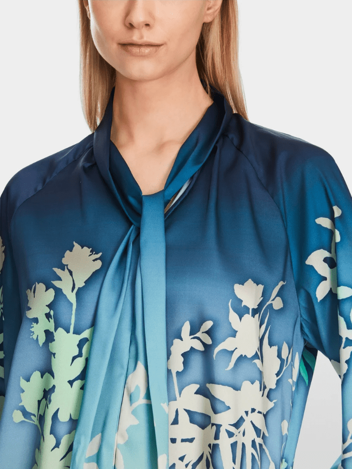 Marc Cain Collections Tops Marc Cain Collections Blouse With Floral Silhouette Motif XC 51.10 W23 COL 562 izzi-of-baslow